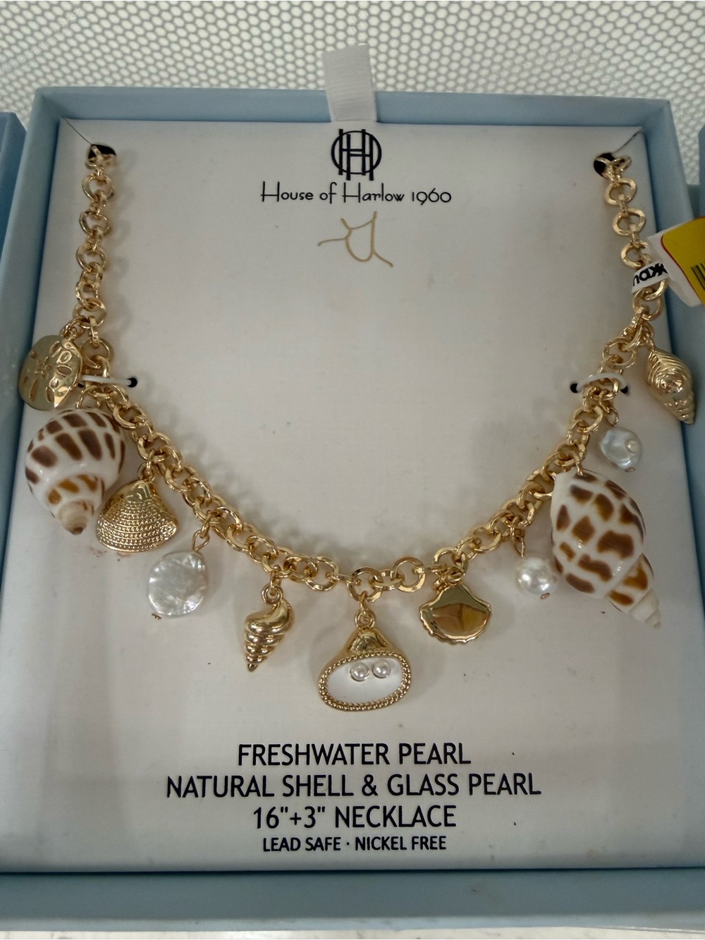 House of Harlow 1960 Gold-Tone Shell, Pearl & Glass Charm Necklace - White/Brown